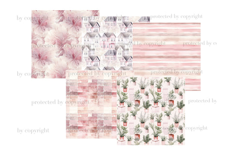 Moving Digital Paper | House Pattern Digital Pattern GlamArtZhanna 