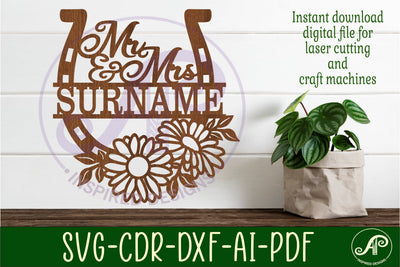 Mr and Mrs horse shoe Wedding personalized sign SVG APInspireddesigns 