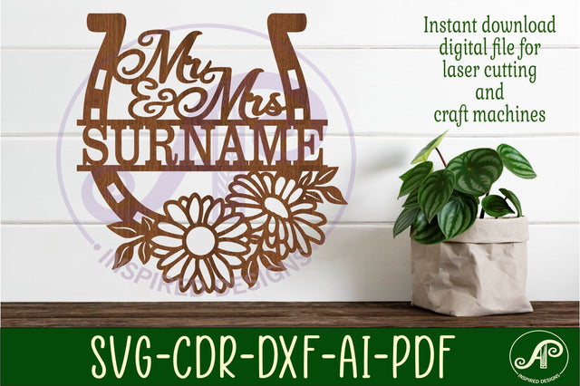 Mr and Mrs horse shoe Wedding personalized sign SVG APInspireddesigns 