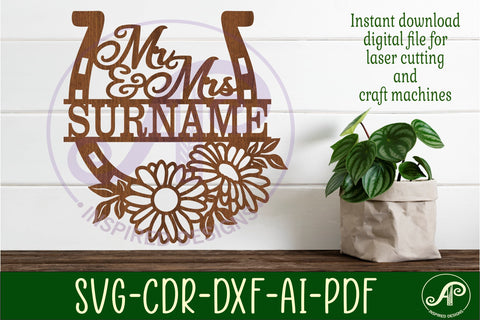 Mr and Mrs horse shoe Wedding personalized sign SVG APInspireddesigns 