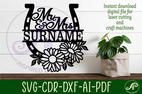 Mr and Mrs horse shoe Wedding personalized sign SVG APInspireddesigns 