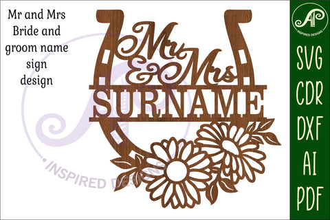 Mr and Mrs horse shoe Wedding personalized sign SVG APInspireddesigns 