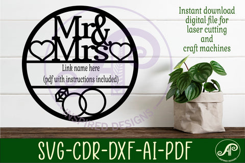 Mr and Mrs personalized wall art sign wedding wall sign SVG APInspireddesigns 