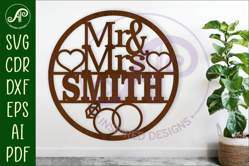 Mr and Mrs personalized wall art sign wedding wall sign SVG APInspireddesigns 