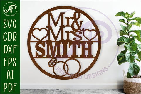 Mr and Mrs personalized wall art sign wedding wall sign SVG APInspireddesigns 