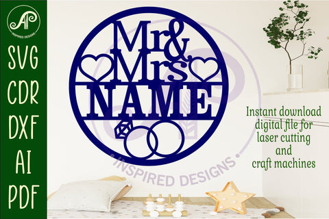 Mr and Mrs personalized wall art sign wedding wall sign SVG APInspireddesigns 