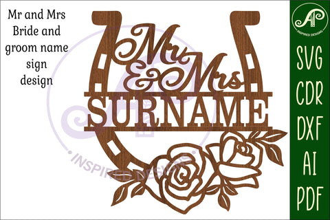 Mr and Mrs Rose horse shoe Wedding personalized sign SVG APInspireddesigns 