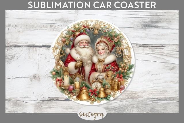 Mr and Mrs Santa Claus Christmas Car Coaster Sublimation Sublimation Sintegra 