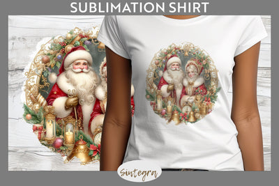 Mr and Mrs Santa Claus Christmas T-shirt Sublimation Sublimation Sintegra 