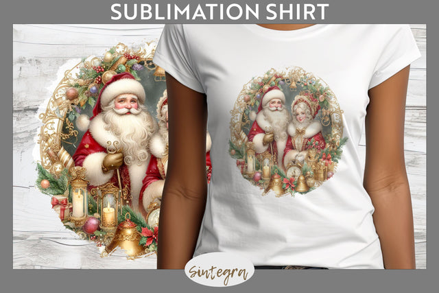 Mr and Mrs Santa Claus Christmas T-shirt Sublimation Sublimation Sintegra 
