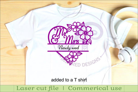 Mr and Mrs wedding floral heart name sign SVG APInspireddesigns 