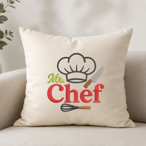 Mr Chef Machine Embroidery Design – Chef Hat Knife Whisk Embroidery File, Cooking Kitchen Design Embroidery/Applique DESIGNS PatternFeed8 