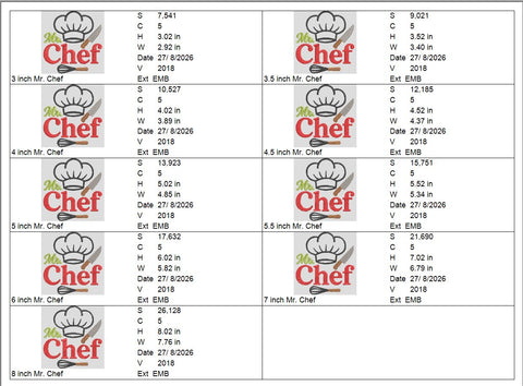 Mr Chef Machine Embroidery Design – Chef Hat Knife Whisk Embroidery File, Cooking Kitchen Design Embroidery/Applique DESIGNS PatternFeed8 