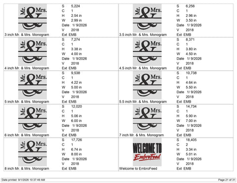 Mr & Mrs Split Monogram Embroidery Design – Wedding Couple Name Machine Embroidery File Embroidery/Applique DESIGNS PatternFeed8 