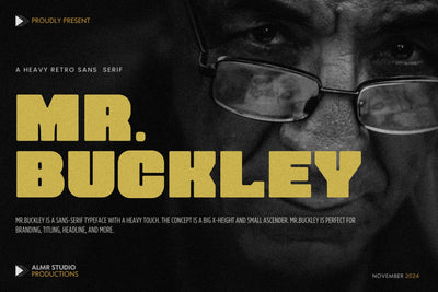 Mr.Buckley - Heavy Retro Sans Font studioalmeera 