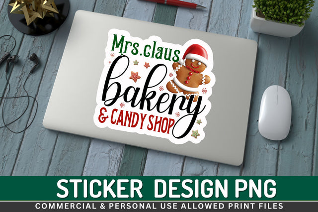 Mrs claus bakery Sticker Design Sublimation Regulrcrative 
