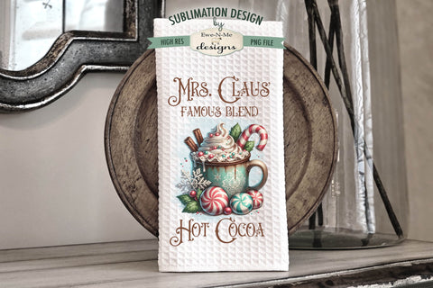 Mrs Claus Cocoa Vintage Mug Sublimation Towel Design PNG Sublimation Ewe-N-Me Designs 