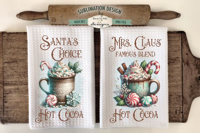 Mrs Claus Cocoa Vintage Mug Sublimation Towel Design PNG Sublimation Ewe-N-Me Designs 