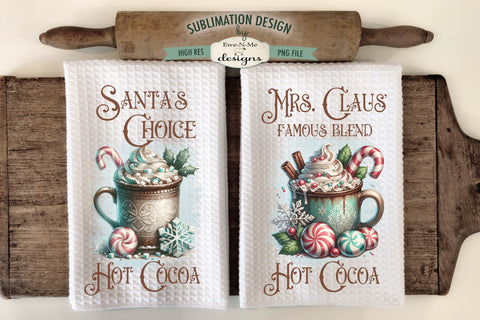 Mrs Claus Cocoa Vintage Mug Sublimation Towel Design PNG Sublimation Ewe-N-Me Designs 