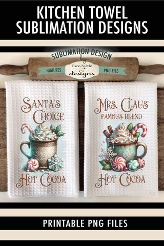 Mrs Claus Cocoa Vintage Mug Sublimation Towel Design PNG Sublimation Ewe-N-Me Designs 