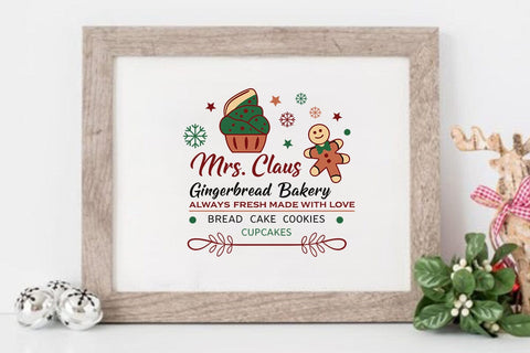 Mrs claus gingerbread bakery always fresh made with love bread cake cookies cupcakes SVG Angelina750 