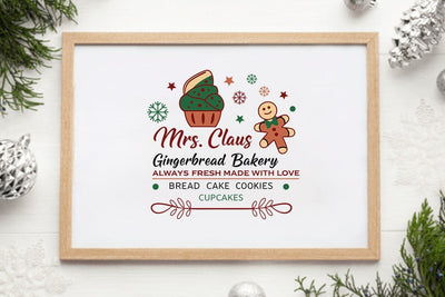 Mrs claus gingerbread bakery always fresh made with love bread cake cookies cupcakes SVG Angelina750 