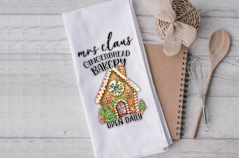 Mrs Claus Gingerbread Bakery Kitchen Towel Sublimation Jagonath Roy 