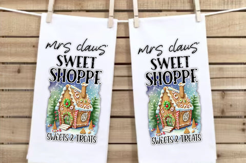 Mrs Claus' Sweet Shoppe Kitchen Towel Sublimation Sublimation Jagonath Roy 