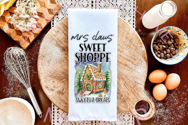 Mrs Claus' Sweet Shoppe Kitchen Towel Sublimation Sublimation Jagonath Roy 