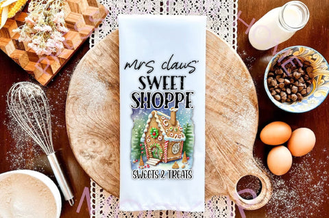 Mrs Claus' Sweet Shoppe Kitchen Towel Sublimation Sublimation Jagonath Roy 