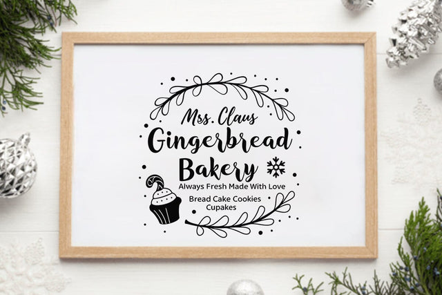 Mrs.claus gingerbread bakery always fresh made with love bread cake cookies cupcakes SVG Angelina750 