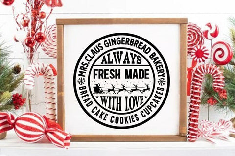 Mrs.claus gingerbread bakery always fresh made with love bread cake cookies cupcakes SVG Angelina750 