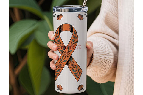 MS Awareness Floral Tumbler Wrap Sublimation DesignSVG 