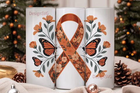MS Awareness Floral Tumbler Wrap Sublimation DesignSVG 