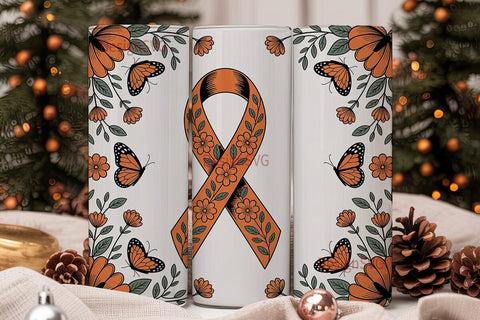 MS Awareness Floral Tumbler Wrap Sublimation DesignSVG 