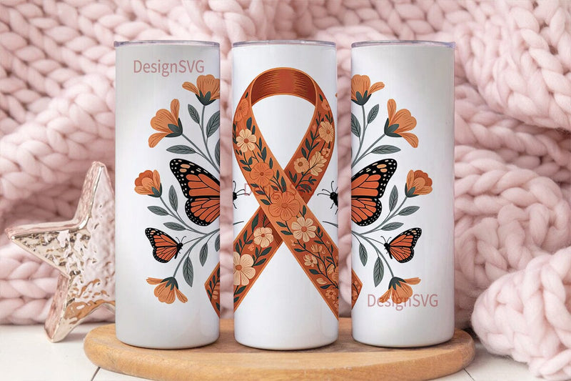 MS Awareness Floral Tumbler Wrap Sublimation DesignSVG 