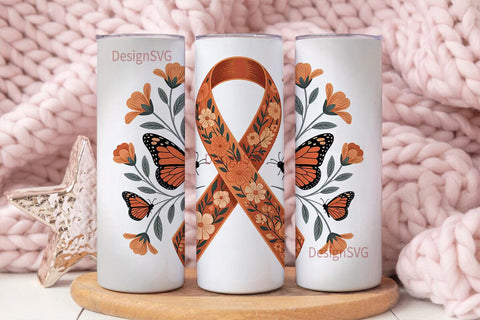 MS Awareness Floral Tumbler Wrap Sublimation DesignSVG 