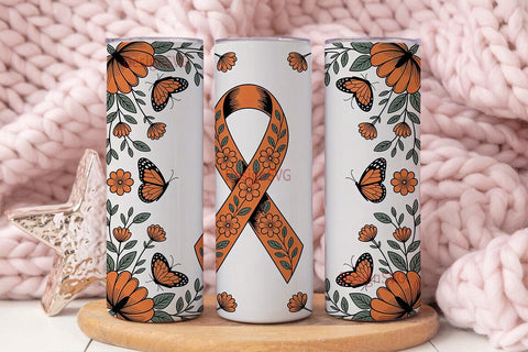 MS Awareness Floral Tumbler Wrap Sublimation DesignSVG 