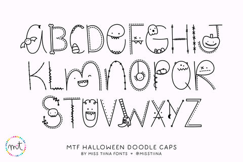 MTF Halloween Doodle Caps Font Miss Tiina 