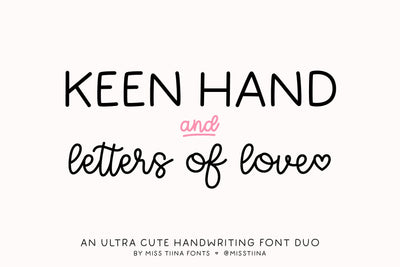 MTF Keen Hand & Letters of Love - Font Duo Font Miss Tiina 