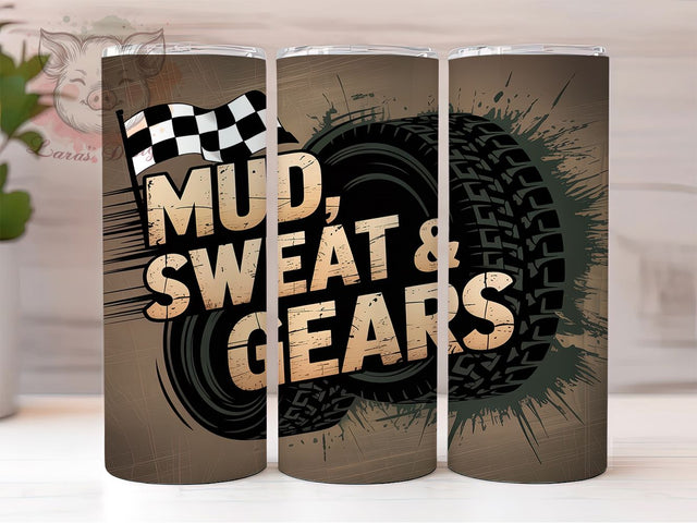 Mud Sweat & Gears Off-Road Mechanic Tumbler, Tire Tracks Tumbler Wrap, 20oz Sublimation PNG, Off Road Tumbler Design, Dirt Bike Cup Wrap, Mechanic Gift Tumbler Sublimation Lara' s Designs 