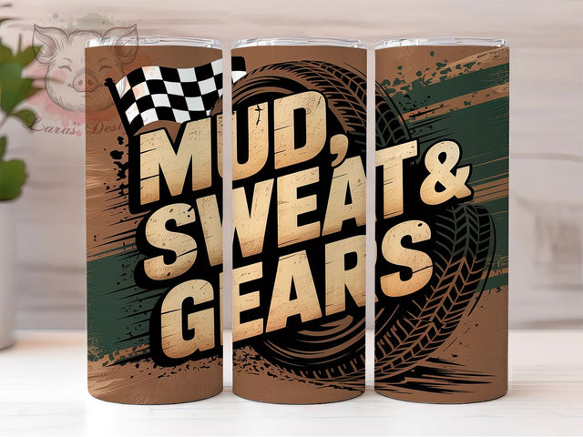 Mud Sweat & Gears Off-Road Mechanic Tumbler, Tire Tracks Tumbler Wrap, 20oz Sublimation PNG, Off Road Tumbler Design, Dirt Bike Cup Wrap, Mechanic Gift Tumbler Sublimation Lara' s Designs 