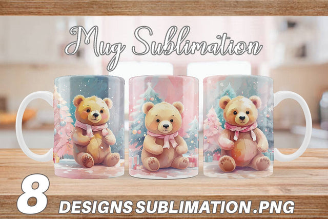 Mug Bear Christmas Painting Sublimation artnoy 