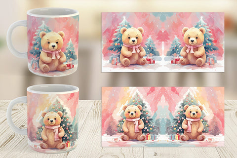 Mug Bear Christmas Painting Sublimation artnoy 