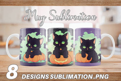 Mug Black Cat and Pumpkin Sublimation artnoy 