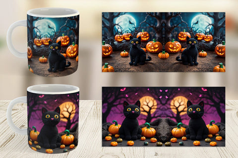 Mug Black Cat Knitted Sublimation artnoy 
