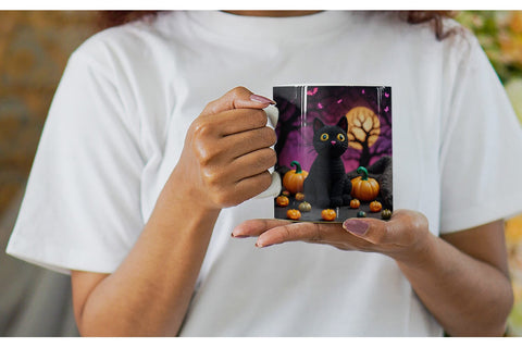 Mug Black Cat Knitted Sublimation artnoy 