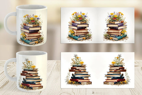 Mug Books and Flowers Sublimation artnoy 