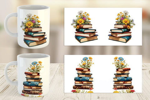 Mug Books and Flowers Sublimation artnoy 