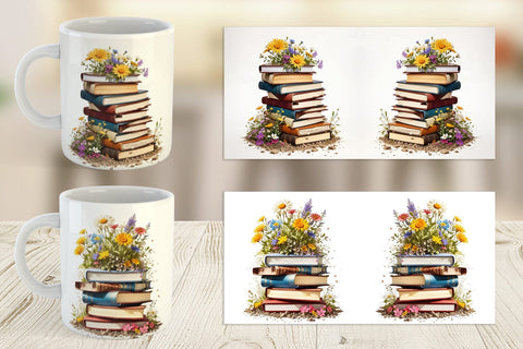 Mug Books and Flowers Sublimation artnoy 